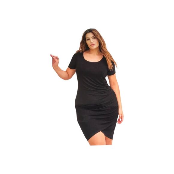 torrid Dresses & Skirts - Torrid Dress Plus Size 6 Super Soft Black Crossover Hi-Lo Mini Crewneck T-shirt